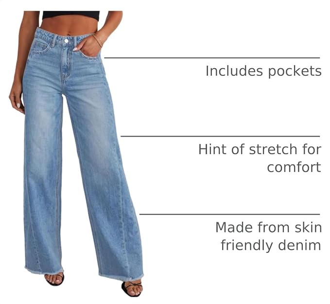 Wide Leg Jeans for Women Trendy High Waisted Stretchy Baggy Raw Hem Denim Palazzo Pants 2026 Spring Fall Clothes