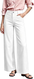 Mid-Low Rise Baggy Jeans Wide Leg for Women Distressed Pants Stretchy Bottom Lady Basic Comfortable Denim