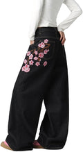 Baggy Women’s Wide Leg Jeans High Waisted Baggy Denim Pants Loose Fit Y2K Graphic Jeans Black