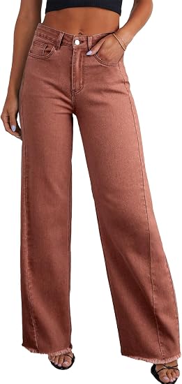 Straight Leg Jeans for Women,High Waisted Wide Leg Loose Stretchyfriend Denim Pants Bagy Bogy Jeans for Women