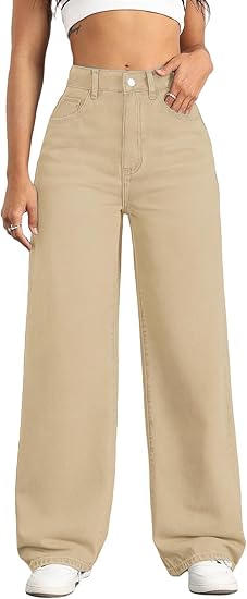 Straight Leg Jeans for Women,High Waisted Wide Leg Loose Stretchy Boyfriend Denim Pants Baggy Jeans for Women