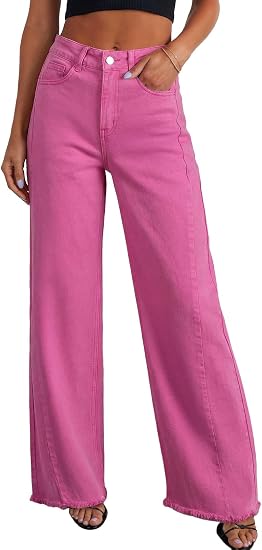 Straight Leg Jeans for Women,High Waisted Wide Leg Loose Stretchyfriend Denim Pants Bagy Bogy Jeans for Women