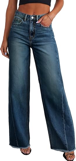 Straight Leg Jeans for Women,High Waisted Wide Leg Loose Stretchyfriend Denim Pants Bagy Bogy Jeans for Women