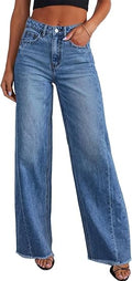 Straight Leg Jeans for Women,High Waisted Wide Leg Loose Stretchyfriend Denim Pants Bagy Bogy Jeans for Women