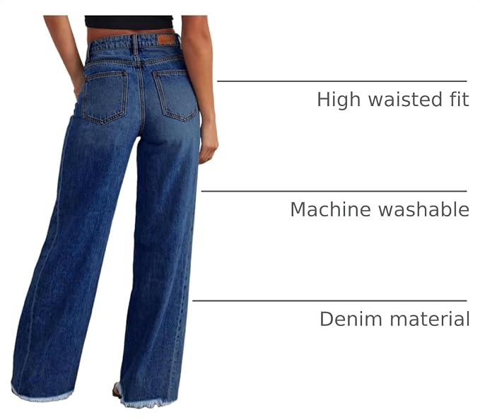 Straight Leg Jeans for Women,High Waisted Wide Leg Loose Stretchyfriend Denim Pants Bagy Bogy Jeans for Women