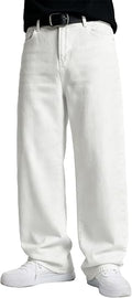 Mens Baggy Jeans Wide Leg Y2K Loose Fit Denim Pants | Vintage Relaxed Loose Fit, Stretch, Straight Leg, Skater Streetwear, 5 Pockets, Casual Carpenter Jean, Hip Hop