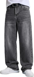 Mens Baggy Jeans Wide Leg Y2K Loose Fit Denim Pants | Vintage Relaxed Loose Fit, Stretch, Straight Leg, Skater Streetwear, 5 Pockets, Casual Carpenter Jean, Hip Hop