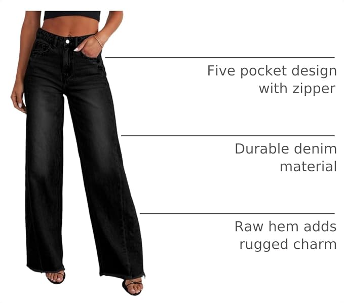 Straight Leg Jeans for Women,High Waisted Wide Leg Loose Stretchy Boyfriend Denim Pants Baggy Jeans for Women