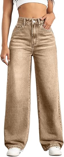 Straight Leg Jeans for Women,High Waisted Wide Leg Loose Stretchy Boyfriend Denim Pants Baggy Jeans for Women