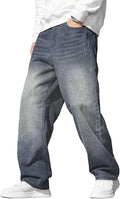 Mens Baggy Jeans Wide Leg Y2K Loose Fit Denim Pants | Vintage Relaxed Loose Fit, Stretch, Straight Leg, Skater Streetwear, 5 Pockets, Casual Carpenter Jean, Hip Hop