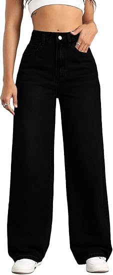 Straight Leg Jeans for Women,High Waisted Wide Leg Loose Stretchy Boyfriend Denim Pants Baggy Jeans for Women