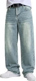 Mens Baggy Jeans Wide Leg Y2K Loose Fit Denim Pants | Vintage Relaxed Loose Fit, Stretch, Straight Leg, Skater Streetwear, 5 Pockets, Casual Carpenter Jean, Hip Hop