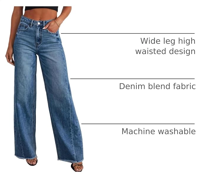 Straight Leg Jeans for Women,High Waisted Wide Leg Loose Stretchyfriend Denim Pants Bagy Bogy Jeans for Women