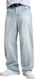 Mens Baggy Jeans Wide Leg Y2K Loose Fit Denim Pants | Vintage Relaxed Loose Fit, Stretch, Straight Leg, Skater Streetwear, 5 Pockets, Casual Carpenter Jean, Hip Hop
