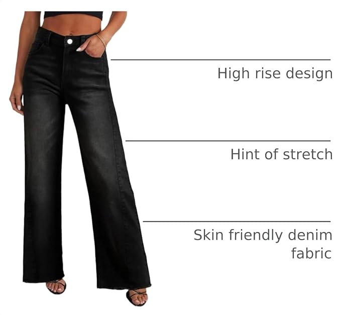 Wide Leg Jeans for Women Trendy High Waisted Stretchy Baggy Raw Hem Denim Palazzo Pants 2026 Spring Fall Clothes