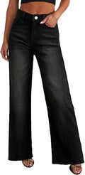 Wide Leg Jeans for Women Trendy High Waisted Stretchy Baggy Raw Hem Denim Palazzo Pants 2026 Spring Fall Clothes