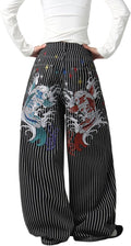 Baggy Women’s Wide Leg Jeans High Waisted Baggy Denim Pants Loose Fit Y2K Graphic Jeans Black