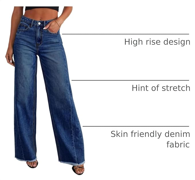 Wide Leg Jeans for Women Trendy High Waisted Stretchy Baggy Raw Hem Denim Palazzo Pants 2026 Spring Fall Clothes