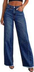 Wide Leg Jeans for Women Trendy High Waisted Stretchy Baggy Raw Hem Denim Palazzo Pants 2026 Spring Fall Clothes