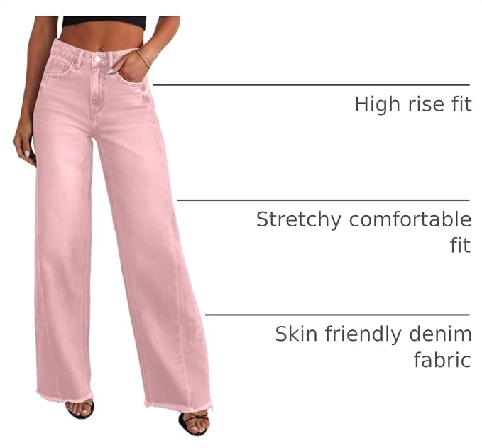 Wide Leg Jeans for Women Trendy High Waisted Stretchy Baggy Raw Hem Denim Palazzo Pants 2026 Spring Fall Clothes