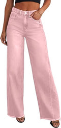 Wide Leg Jeans for Women Trendy High Waisted Stretchy Baggy Raw Hem Denim Palazzo Pants 2026 Spring Fall Clothes