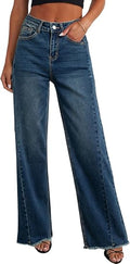 Wide Leg Jeans for Women Trendy High Waisted Stretchy Baggy Raw Hem Denim Palazzo Pants 2026 Spring Fall Clothes