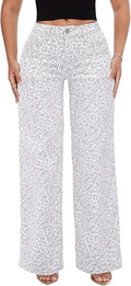Mid-Low Rise Baggy Jeans Wide Leg for Women Distressed Pants Stretchy Bottom Lady Basic Comfortable Denim